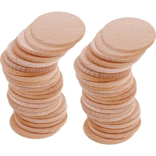 50x Wood Cutout Circles Slices for Arts&Crafts Wedding Party Decors Tags