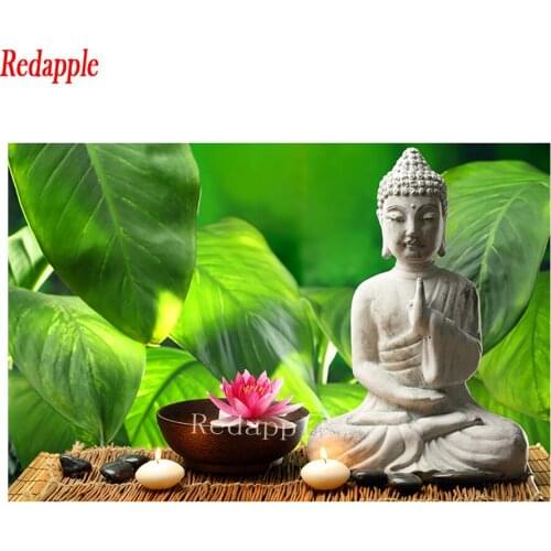 5d diamond painting Buddha lotus stones diy full square drill diamond embroidery round diamond mosaic candle DIY home painting