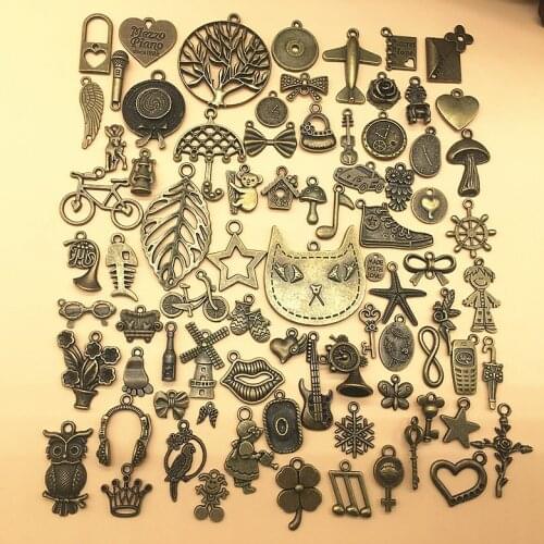 80pcs Halloween gifts The owl accessories DIY accessories notebook pendant pendant Retro alloy bronze Tibetan silver pendant