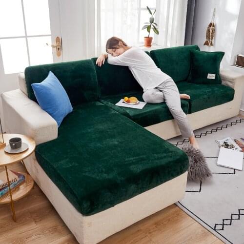 Velvet Sofa Seat Covers for Living Room Elastic Pillow Cushion Cover Corner Chaise Longue Sofa Couch Slipcovers