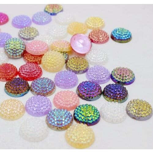 New Fashion 12mm 50pcs Multi AB colors Acrylic Flatback Round Stone Beads Clothing Handicrafts Accessories