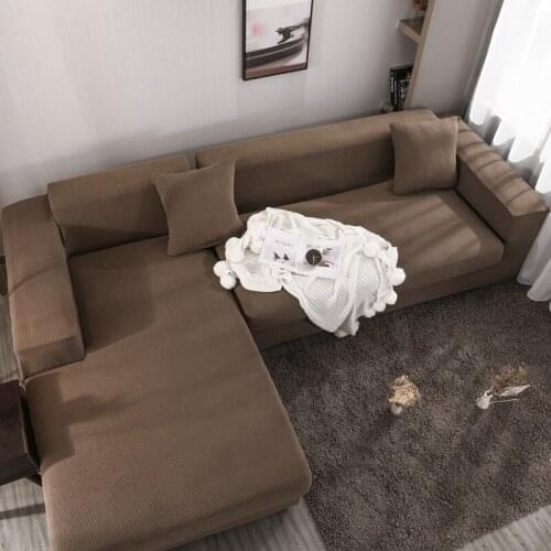 Modern Thick Solid Flannel Slipcover Elastic Corn Kernels Sofa Cover Stretch Tight Slip-resistant Sectional Sofa 1 2 3 4 Seat
