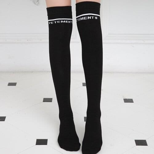 Thigh High Stocking Japanese Women Stockings High Quality Lower Knee Warm Long Sox Black White Cute School Students Elastic