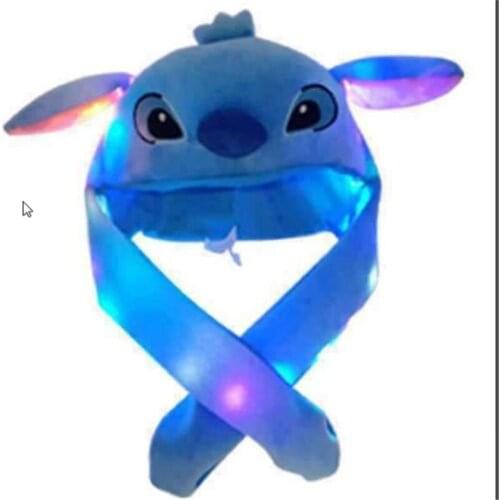 Disney Kids Glowing Stitch Hat Cute Ears Moving Plush Flash Cartoon Children Adult Gift light up Airbag Luminous Hat Stitch Toys