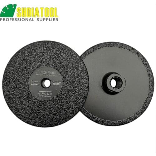 SHDIATOOL 2pcs M14 Diameter 5"/125mm Vacuum Brazed Diamond Flat Grinding Wheel Grinder Disc Stone Grinding Shaping Beveling Disk