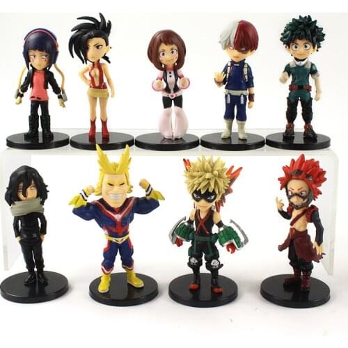 9pcs My Hero Academia Figures Izuku Midoriya Todoroki Shoto Bakugo Katsuki All Might Ochaco Eijiro Anime Model Toys