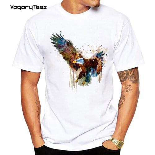 Flying Eagle print t shirts men Harajuku streetwear Free and Deadly Eagle cartoon o-neck tshirt tops men Oversized T-shirt