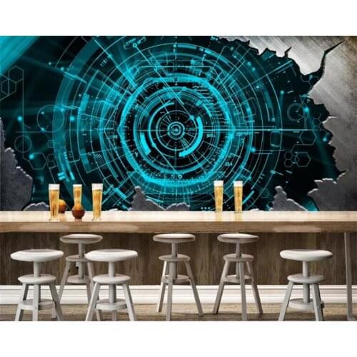 Customize any size wallpaper wall painting steel bar technology bar restaurant background wall wallpaper 3d