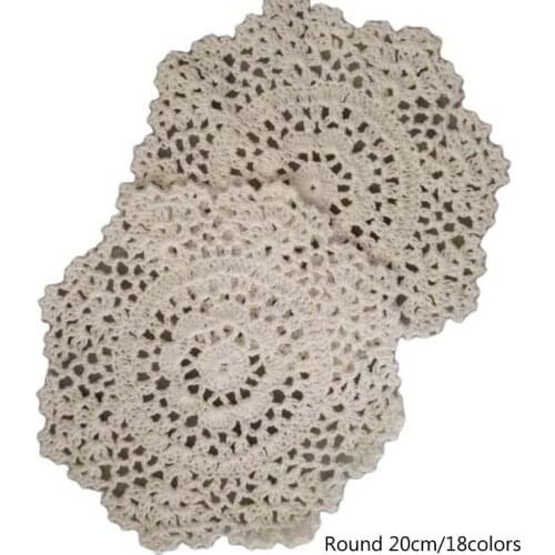 20CM Handmade cotton round placemat cup coaster mug kitchen dish table place mat cloth lace Crochet tea coffee doily wedding pad