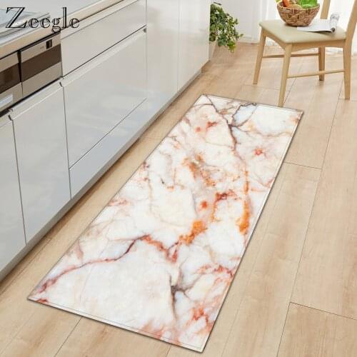 Zeegle Marble Pattern Kitchen Carpet Antiskid Mat for Kitchen Floor Long Door Mat Kitchen Rug Non Slip Bedroom Bedside Mats