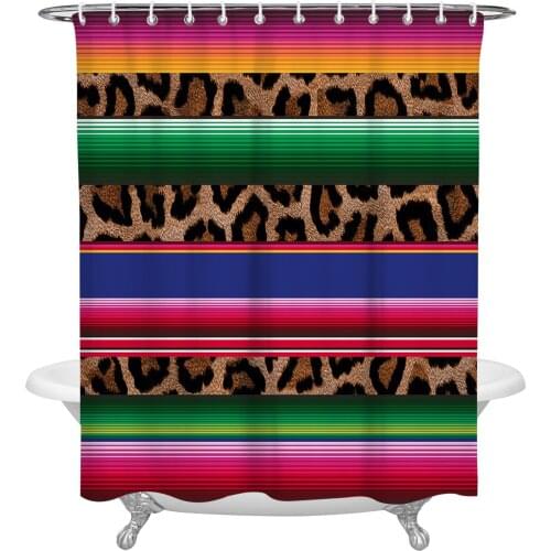 Mexican Stripes Cow Pattern Shower Curtains Bathroom Curtain Waterproof Polyester Frabic Bathroom Curtain with Hooks