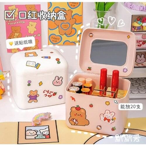 Multi-functional dustproof cute desktop small lipstick storage box J03