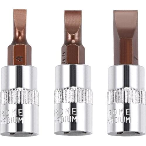 Uxcell 1/4-Inch Drive Bit Socket Set FD4 FD5.5 FD7 S2 Steel 38mm Length 3 Pcs