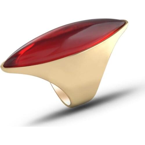 New Fashion Jewelry Red Big Chunky Rings For Women Men Shiny Gold Color Black Resin Popular Love Gift