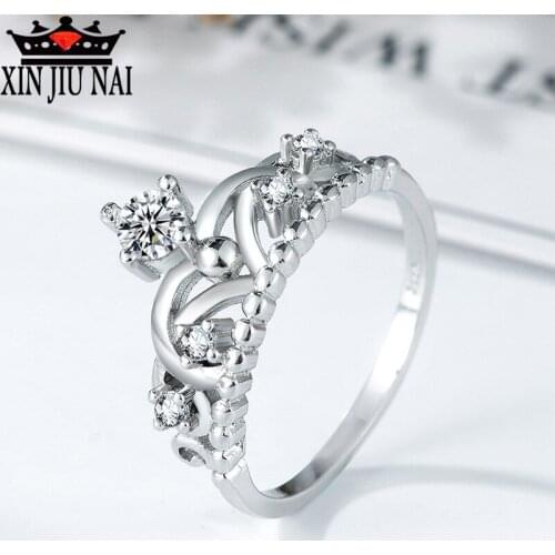 New Hollow Design Crown Royal Princess Wedding Ring Inlay High Quality Zircon CZ Casual / Sports Jewelry Fashion Banquet Gift