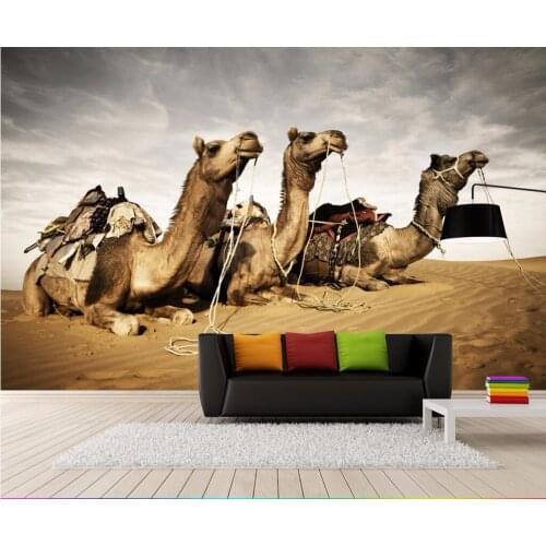 Custom Photo Wallpaper Mural Wall Sticker 3D Camel Desert Gobi Mosaic TV Wall papel de parede 3d para sala atacado