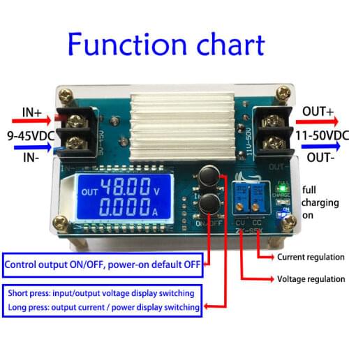 DC DC Boost Converter CC CV Power Module 9-45V TO 11-50V 12V 24V 36V 5A Adjustable Regulated power supply Voltmeter ammeter