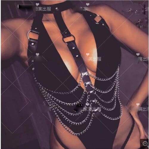 Party girl stage dance wear Sexy chain bar gogo costumes nightclub ds costume