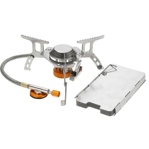 Lixada Ultralight Foldable Gas Stove Backpacking Outdoor Camping Stove + Windscreen with 9-Plate Stove Windshield Cookware