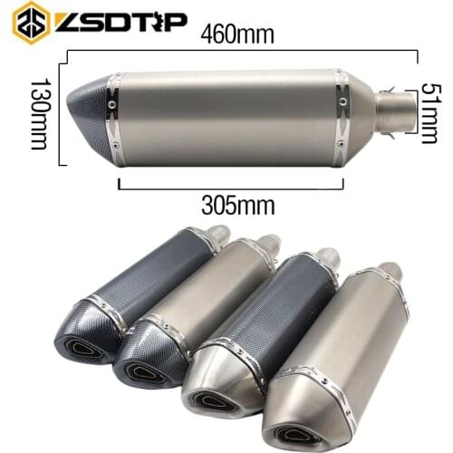 ZSDTRP 35-51mm Universal Motorcycle Exhaust Muffler Escape Slip-On Pipe With DB Killer ATV Dirt Bike Fit For Kawasaki ER6N
