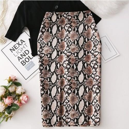 Ready Stock Fashion Women Elastic High Waist Pencil Skirts Midi Skirt Women Printed Print Midi Skirt women clothes