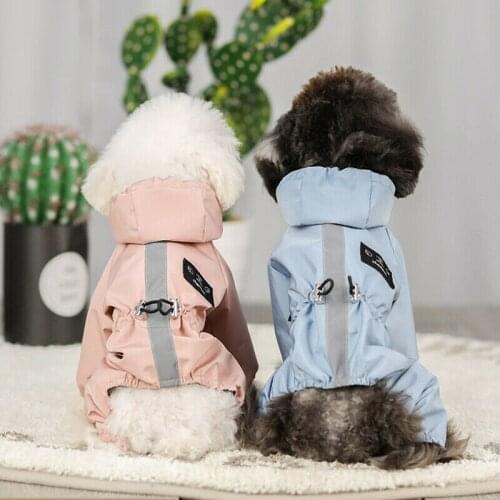 Waterproof Pet Dog Raincoat Reflective Puppy Rain Coat Breathable Mesh Puppy Cat Rain Hoody Jackets Apparel for Small Medium Do