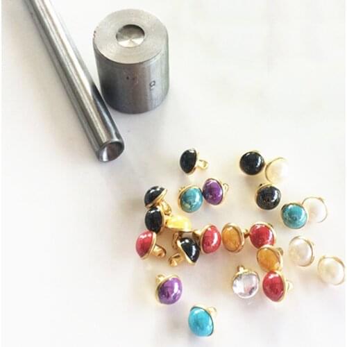 100set 7.5mm Pearl Mushroom Cap Rivets Stud Spike Collision Nail for Leather Craft Shoes Bags Belt Garment Deco with Hand Tool