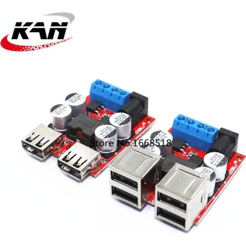 DC-DC Auto Charging Board Car Power Supply 8V-35V 5V 8A Step Down Buck Converter Module 4 Port USB Output Mobile Charger