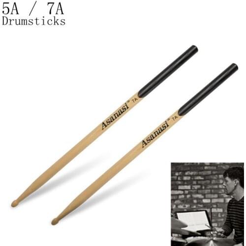 1 Pair Walnut Wood Drum Sticks 5A 7A Music Band Jazz Drumsticks with Black Handles