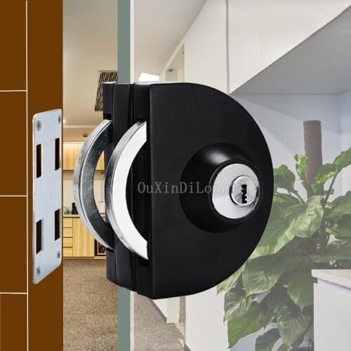 1PCS Black Frameless Glass Door Lock Stainless Steel Single Door Latch Lock for 10mm-12mm Glass With 3PCS Keys JF1796