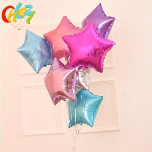 50 Pcs 18 Inch Star Foil Balloons Baby Shower Globos Pure color Helium Balloons Birthday 1st Party Supplies Wedding Decorations