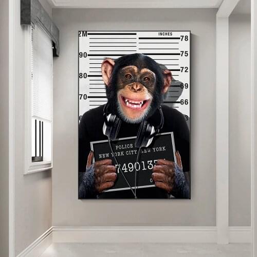 Abstract Wall Art Monkey Criminal Canvas Print Paintings No Frame Modern Decorative Picture For Living Room Decor Cuadros