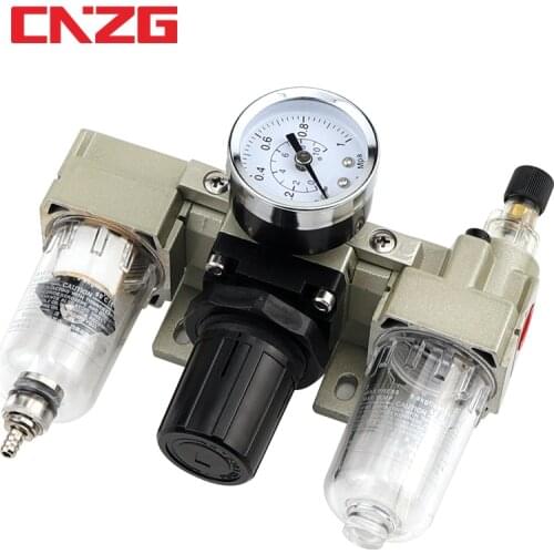 AC2000-02 1/4"Pressure Regulator Gauge Air Compressor Filter Oil Moisture Separator For Water Filters Dehumidifier