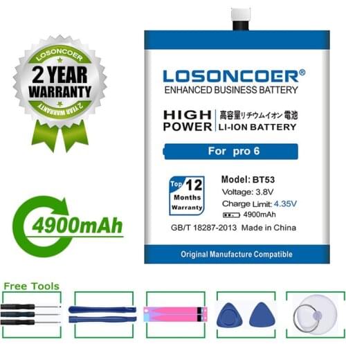 LOSONCOER Battery 4900mAh BT53 For Meizu PRO6 Battery Smart Phone PRO 6 PRO6s Pro 6S BT53S Mobile Phone Battery +Free Tools