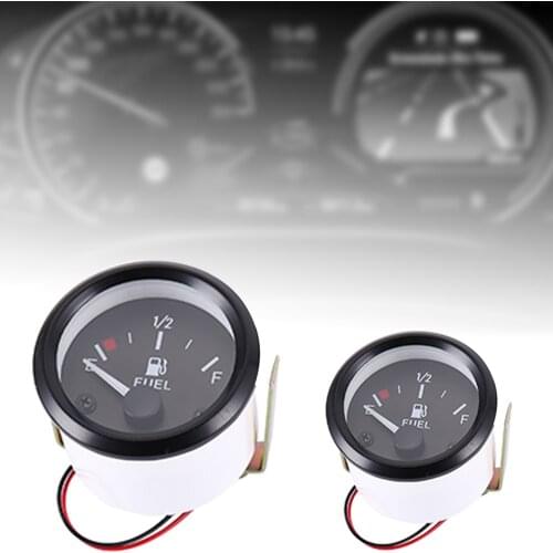 2" 52mm Fuel Level Gauge Car Meter White LED Light Black Rim Automotive Gauges 12V