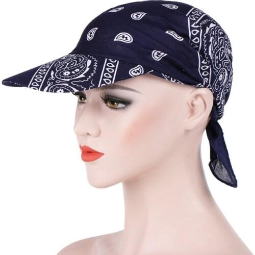 Bandana Turban Square Scarf Hat Boho Paisley Floral Tie Knot Back Cotton Baseball Cap Adjustable Women Headscarf Sun Visor Hat