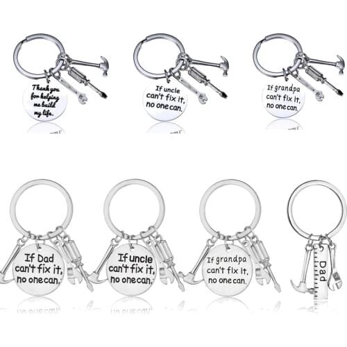 Family Keyring If Dad Uncle Grandpa Can't Fix It No One Can Keychain Hammer Wrench Pendant Charm Key Ring Stainless Steel/ Alloy