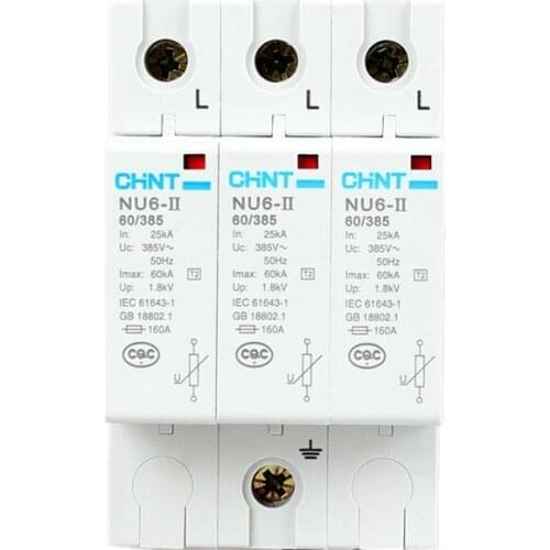 CHNT SPD NU6-11 3P 40 ~100KA 385V Casa de Baixa Tensão de Proteção Contra Surtos Dispositivo Prendedor 3 pólos Protetor Contr