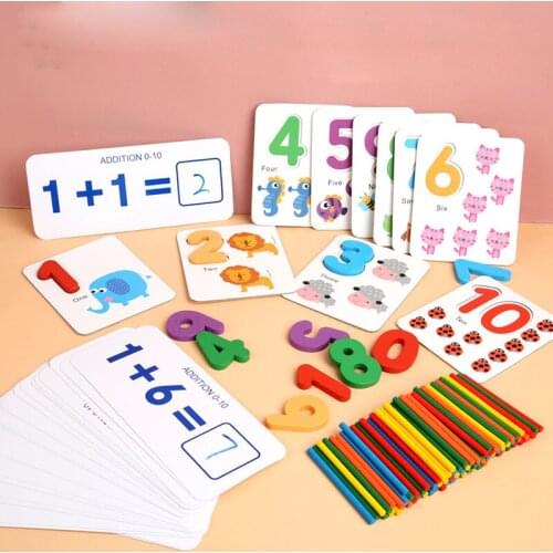 1 Set Early Educational Kids Mathematics Counting Montessori Toys Children Wooden Sticker Number Cognition Birthday Gift