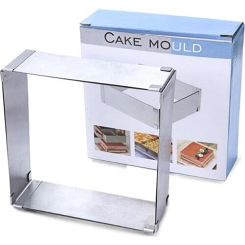 DIY Metal silver color Stainless Steel Cutter Width Adjustable Square /Retangle Shape Mousse Ring Kitchen baking cooking Tool