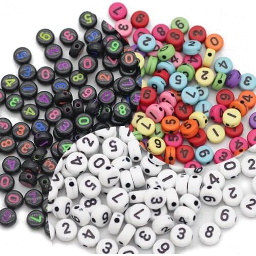 7x4mm Acrylic White Black Flat Round Number 0-9 Spacer Loose Beads for Jewelry Bracelets Necklace Craft Making Accessories DIY