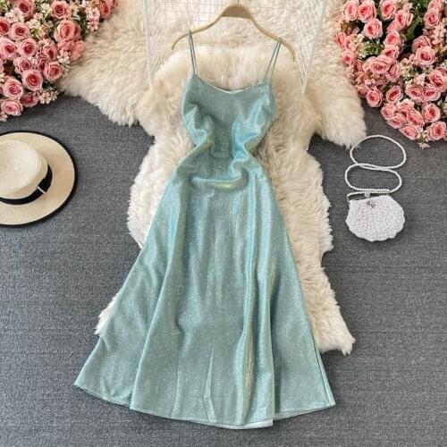 Korobov 2021 Summer Vintage Elegant Sweet Chic Dress Korean Spaghetti Strap Female Dresses Fashion Party Night Vestidos Femme