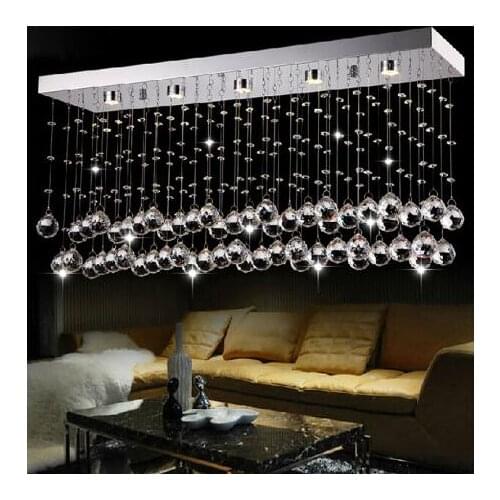 Restaurant chandelier modern simple crystal lamp LED rectangular bar living room dining hall aisle lights turn off the lights