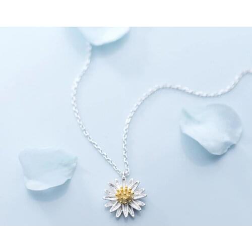 MloveAcc New Arrival 100% 925 Sterling Silver Daisy Flower Pendant Necklace for Women S925 Silver Jewelry Gift