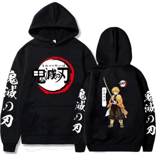 Demon Slayer Hoodie Anime Kimetsu No Yaiba Zenitsu Agatsuma Mens Hoodie Streetwear Casual Hoodie Pullover