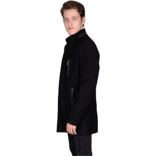 Mens Leather Zipper Black Cachet Coat 2021 Autumn Winter Season Outwear High Quality SlimFit Young Style WithFrontButtonClosure