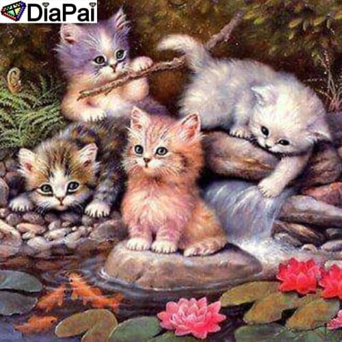 DiaPai 100% Full Square/Round Drill 5D DIY Diamond Painting "Animal cat flower" Diamond Embroidery Cross Stitch 3D Decor A19005