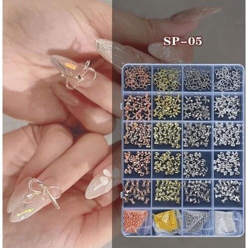 24Grids/Box Nail Rhinestones DIY Nail Art Set Easily Stick Mixed Colorful AB Nail Art Shiny Glitter Decorations for Manicure