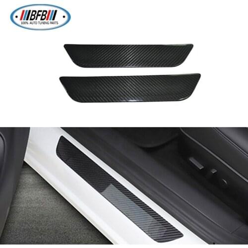 Carbon Fiber Door Sill Scuff Plate Guard Pedal 2019+ For Tesla Model 3