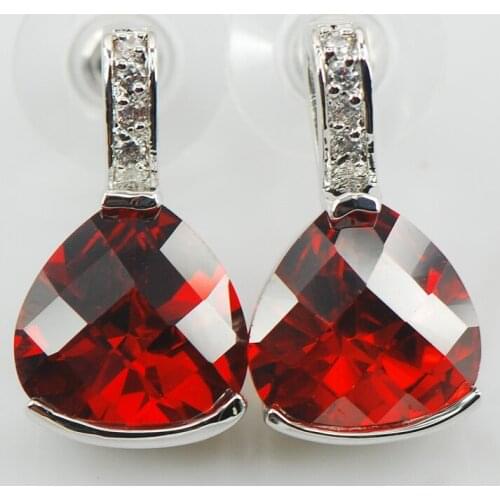 New Garnet Woman 925 Sterling Silver Crystal Earrings TE526
